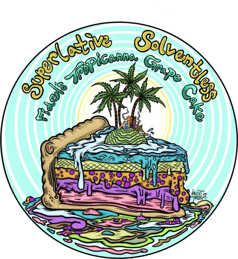 Label art for Trop Grape Cake